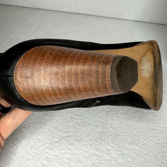 Frye Reina Black Leather Pointed Toe Side Zip Western Ankle Bootie Wmns Sz 6.5 M - Picture 12 of 16